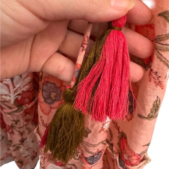 Pink Floral Embroidered Dress with Cream Lace Detail Size XL- cottagecore - Picture 15 of 15